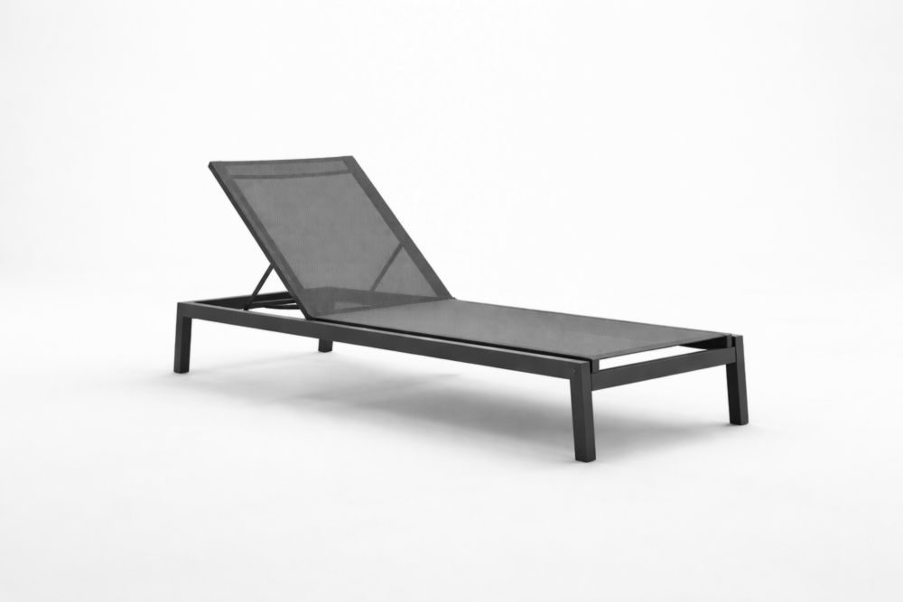 Chaise Longue de Jardin Réglable en Aluminium Noir