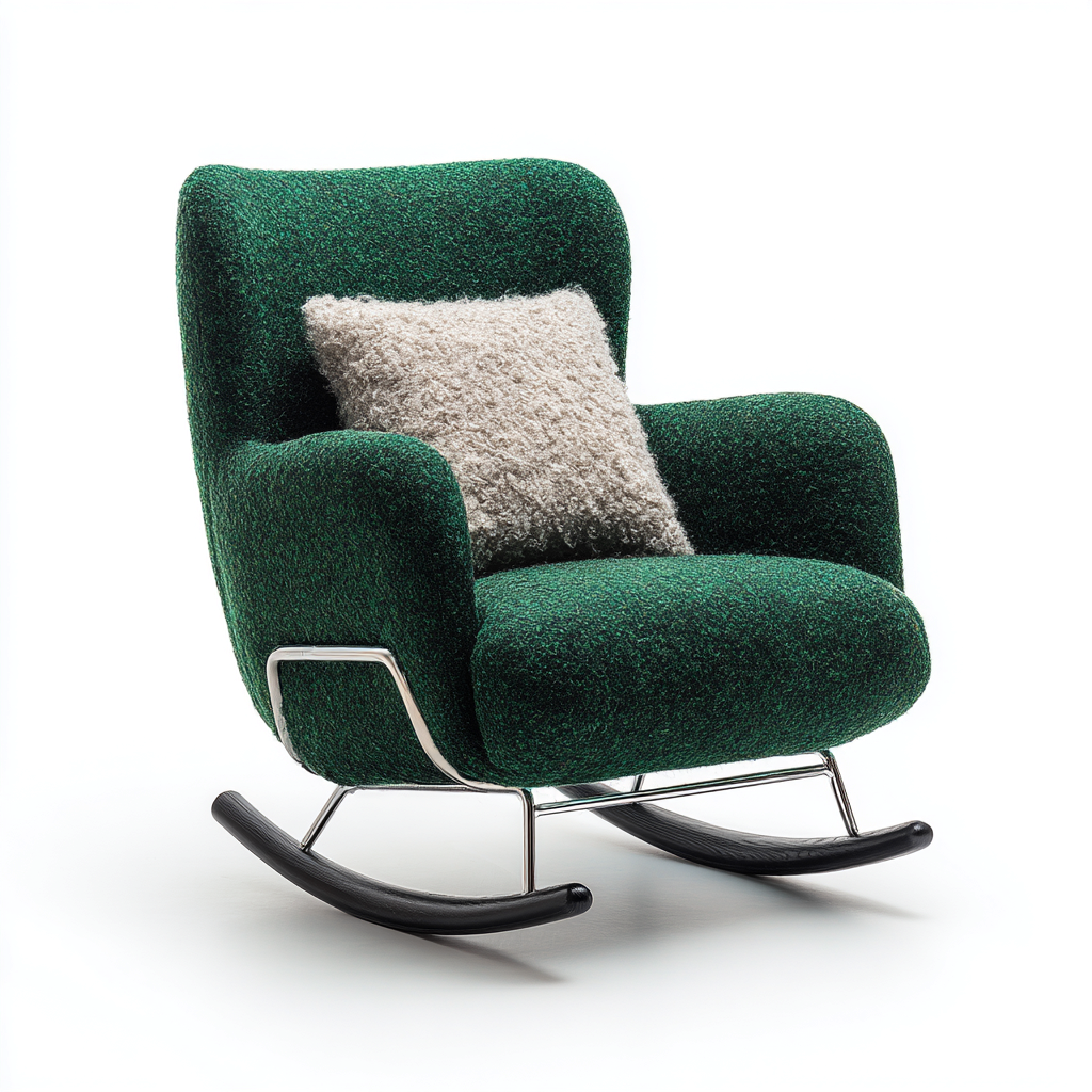 Schaukelstuhl aus Stoff und Metall - 90x79x88 cm - grün - moderner Stil-Denuploft