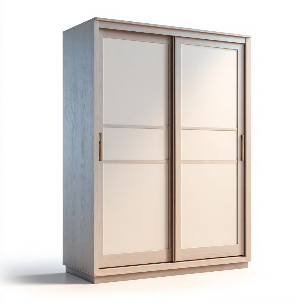 Kleiderschrank mit Schiebetüren - 180x60x210 cm - beige - Holzoptik modern-Denuploft