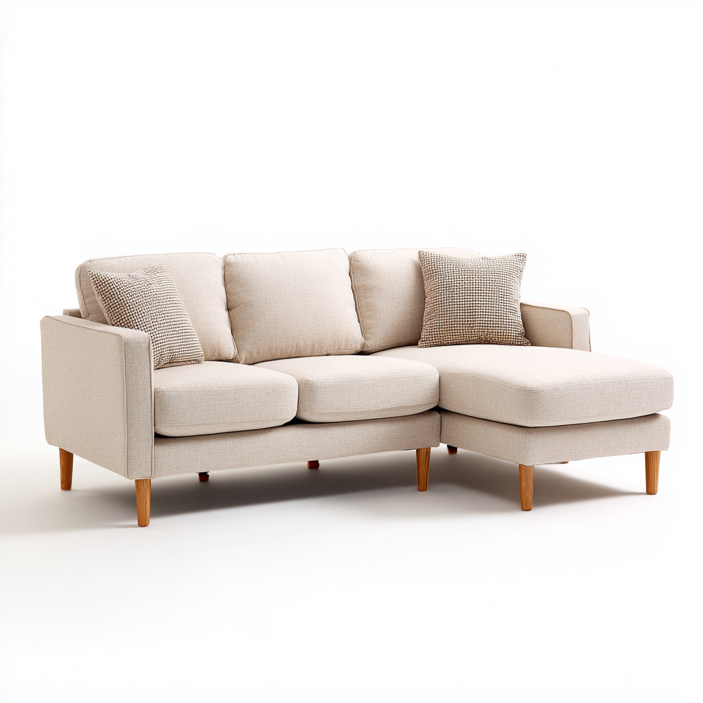 Ecksofa Stoff 240x160x85 cm Beige Skandinavisches Design-Denuploft