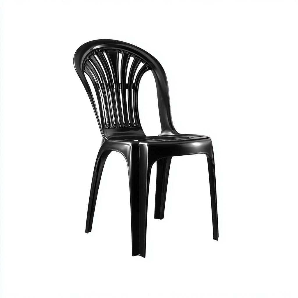 Gartenstuhl Kunststoff 58x55x87 cm - Schwarz - Mit gebogenem Rücken und Belüftungsdesign-Denuploft