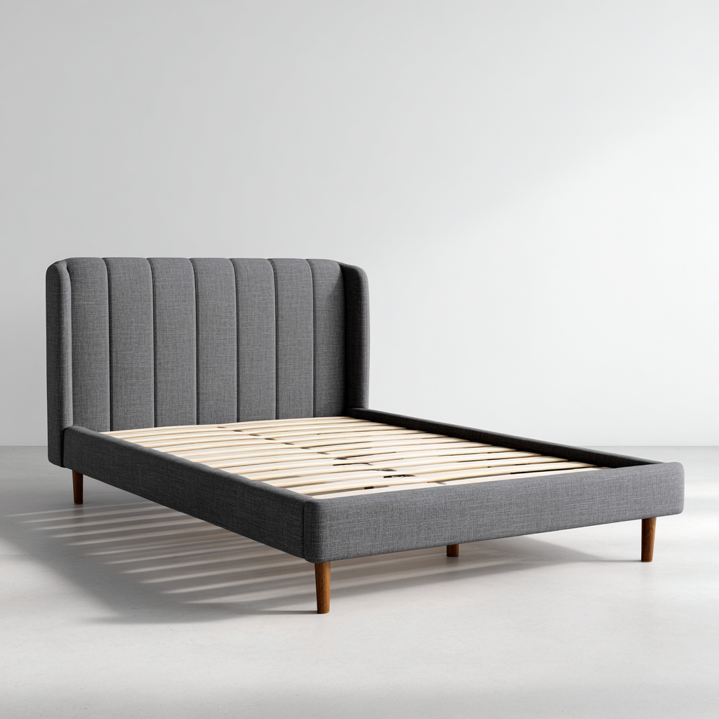 Doppelbett Stoffrahmen 200x180x105 cm - Dunkelgrau - Skandinavisches Retrodesign-Denuploft