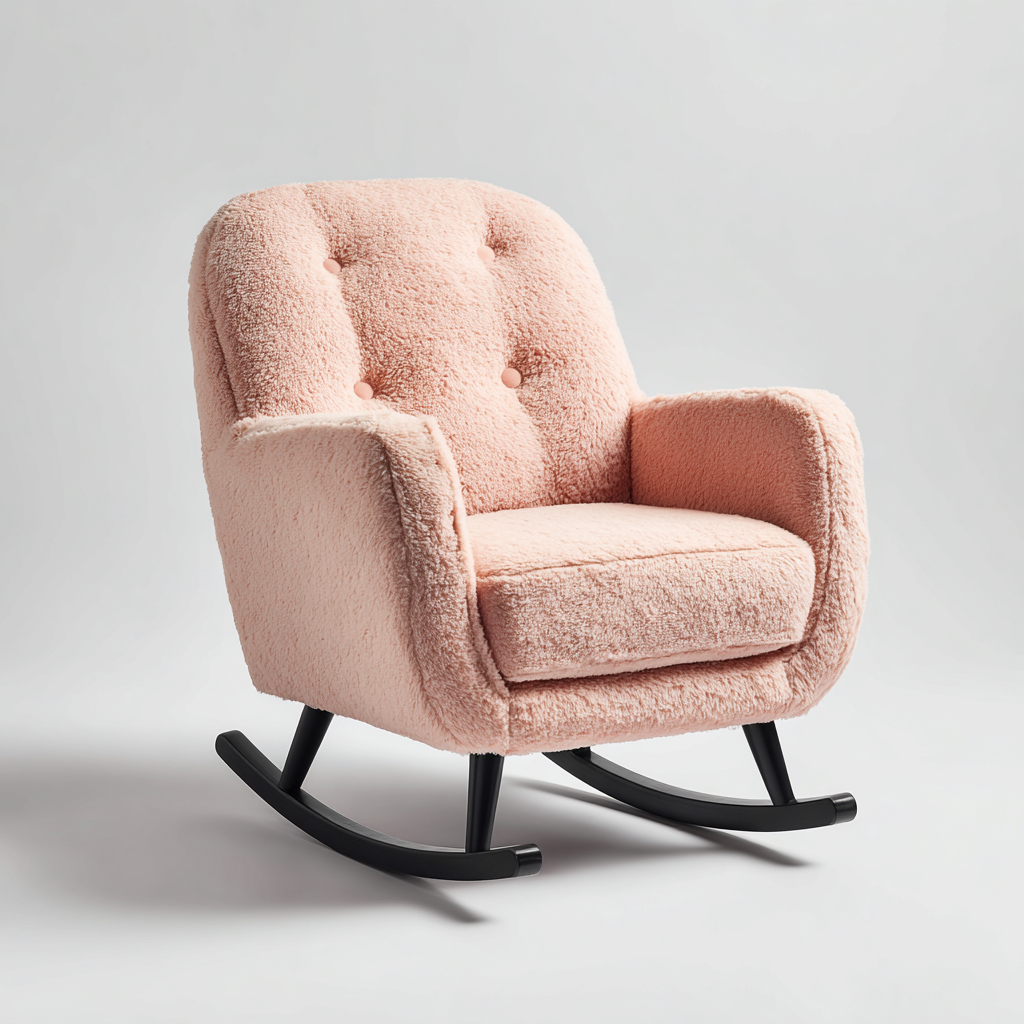 Schaukelstuhl aus Stoff und Holz - 85x75x90 cm - rosa - moderner Stil-Denuploft