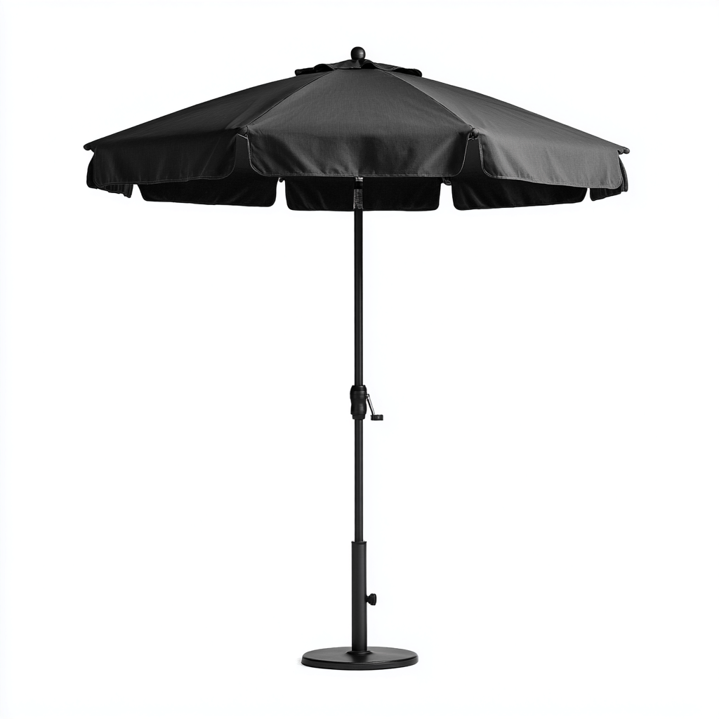 Gartenschirm Kurbelmechanismus 240x240x220 cm Schwarz klassische Schirmform - traditionelles Outdoor-Design-Denuploft