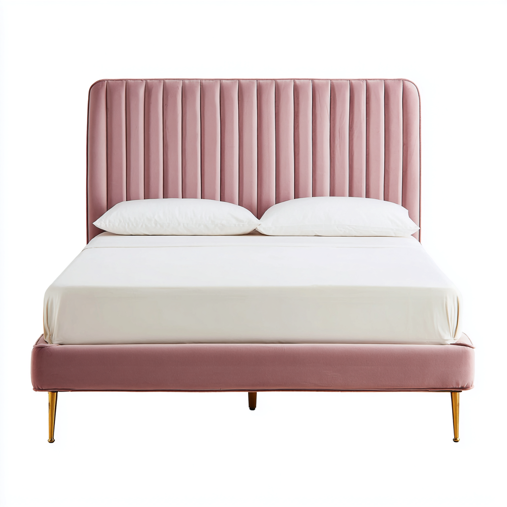 Doppelbett Samtpolster 200x180x110 cm - Rosa - Modernes Design-Denuploft