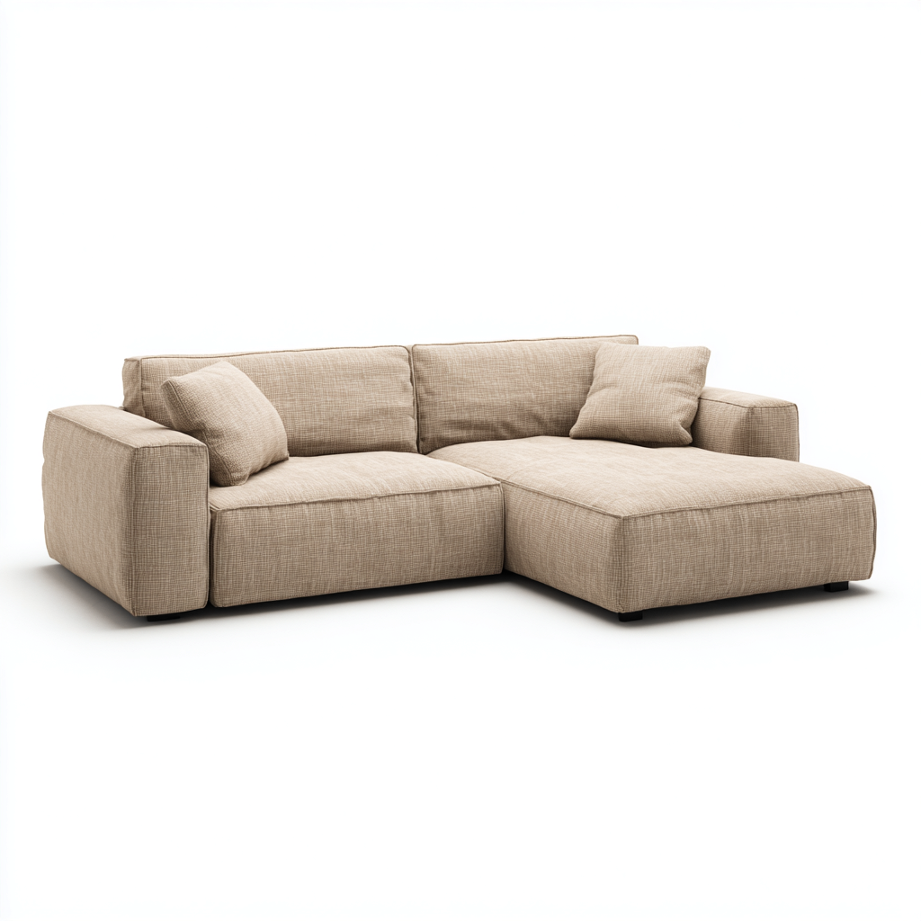 Ecksofa Stoff 270x185x85 cm - Beige - Mit extra breiten Sitzflächen und modernem Komfortdesign für Wohnzimmer-Denuploft