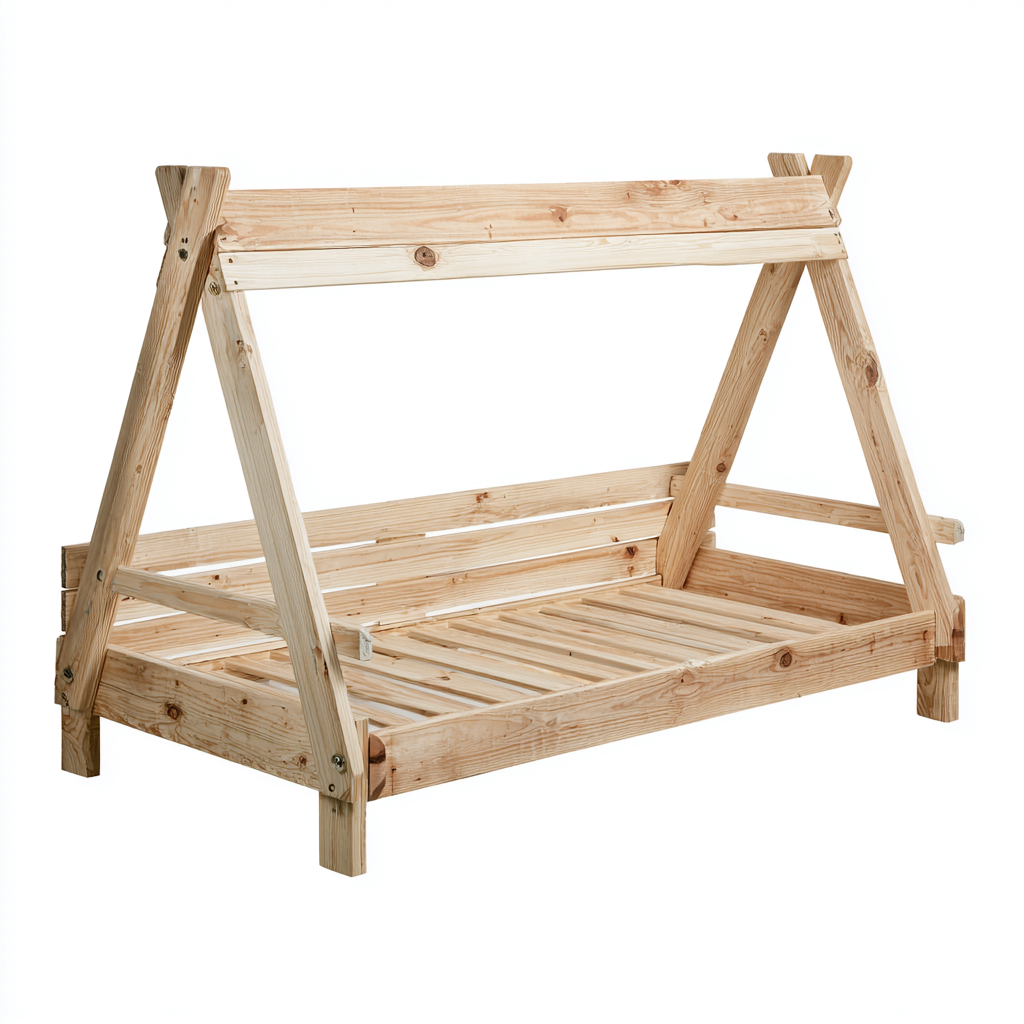 Kinderbett aus Massivholz 200x90x140 cm - Naturfarbe - skandinavisches Design - geeignet für Kinderzimmer-Denuploft