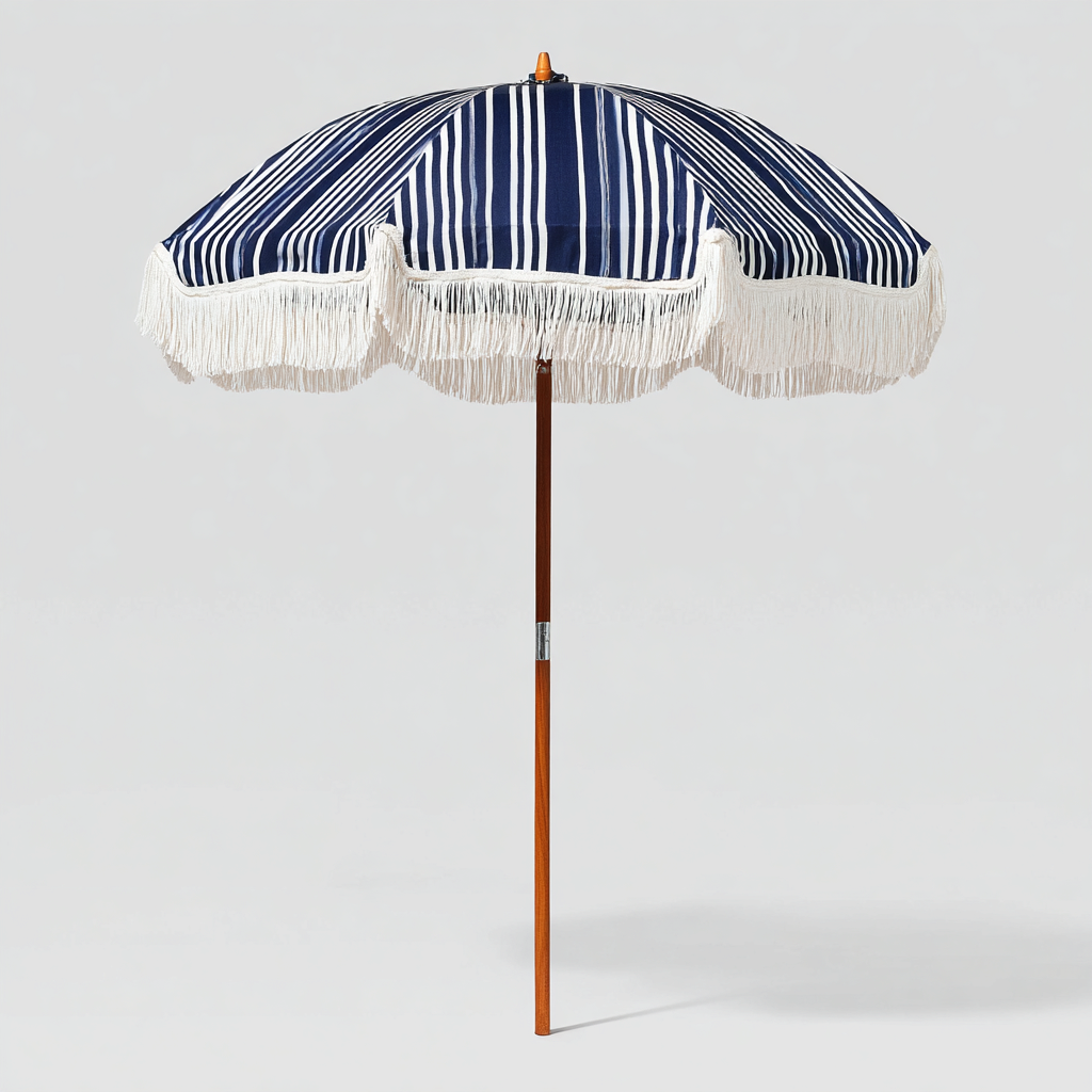 Gartenschirm - Polyester - 210x210x240 cm - blau-weiß - retro-Denuploft