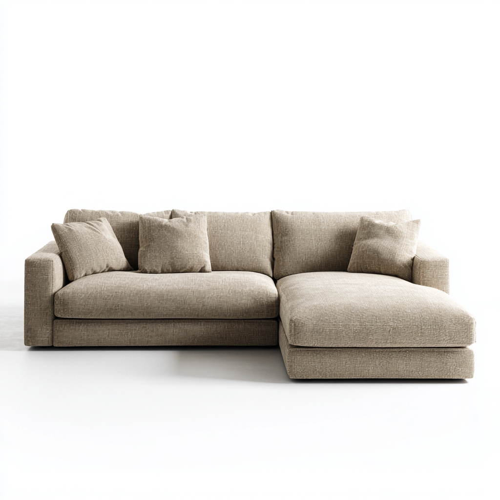 Ecksofa Stoff 275x185x90 cm - Beige - Mit abnehmbaren Kissen und modernem Design für Wohnzimmer-Denuploft