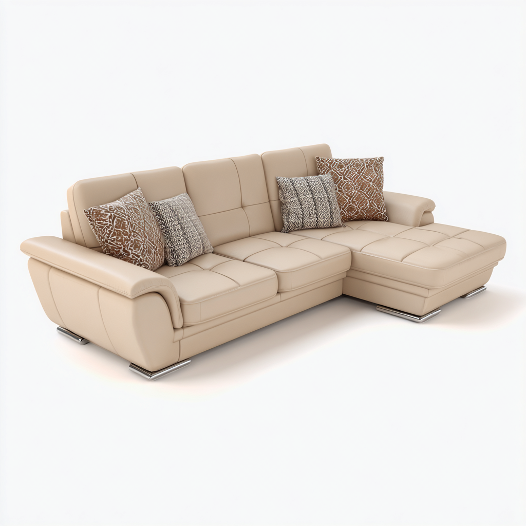 Ecksofa Kunstleder 270x170x85 cm Beige Modernes Design-Denuploft