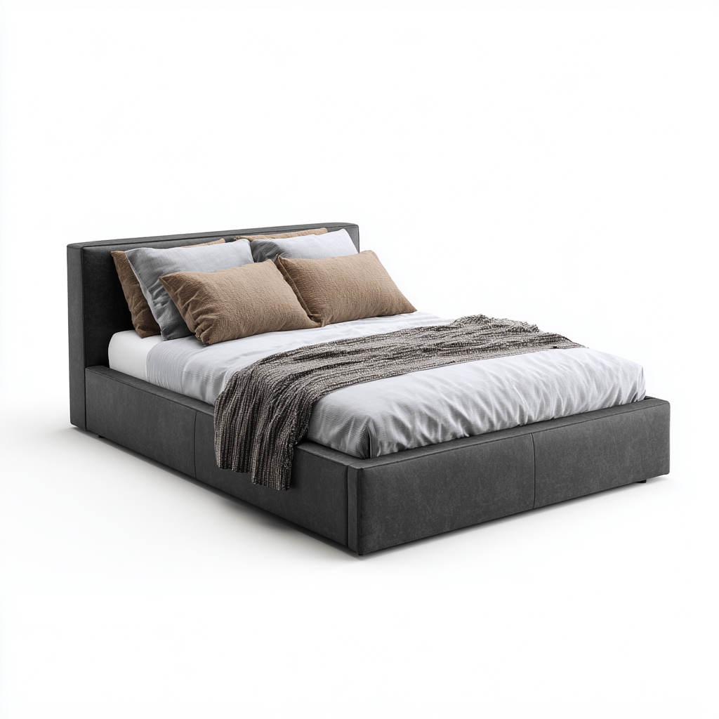 Doppelbett Stoffpolster 200x180x100 cm - Dunkelgrau - Modernes Design-Denuploft