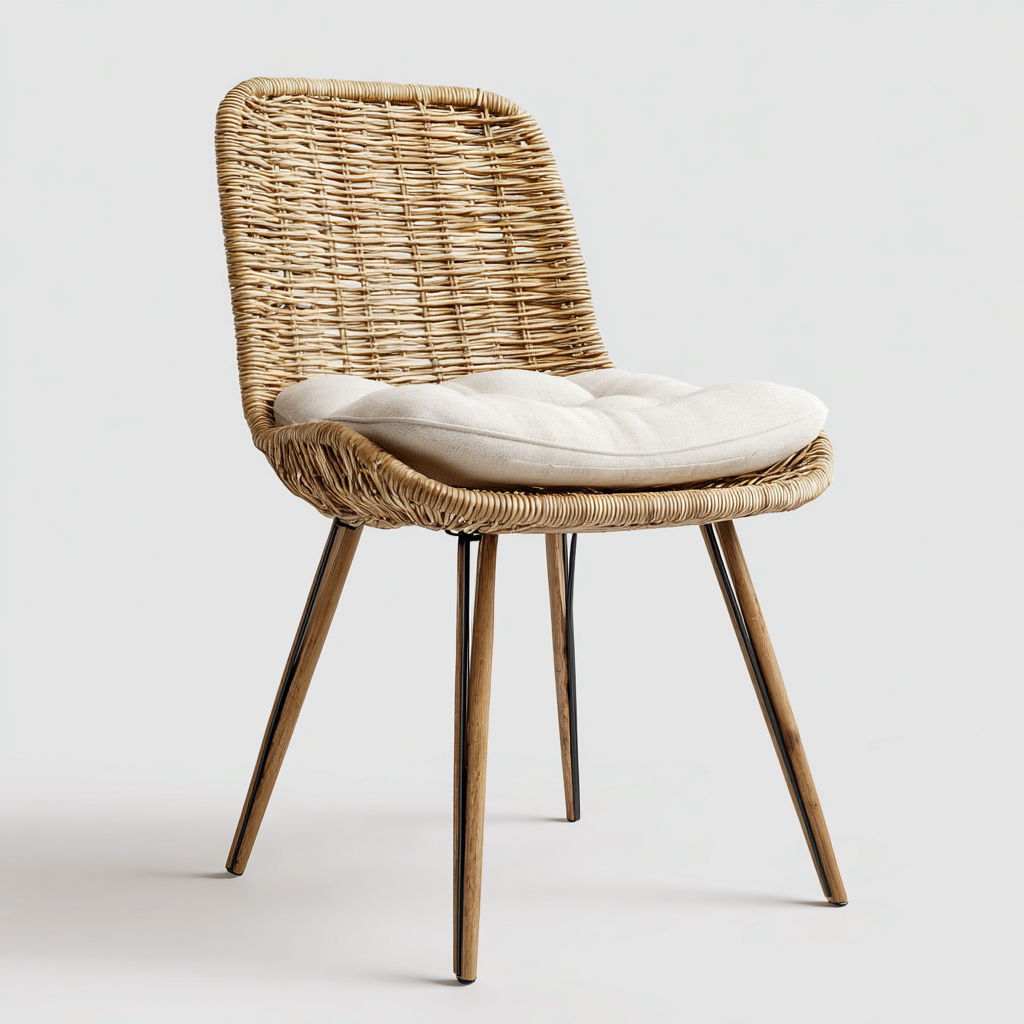 Gartenstuhl Rattan 55x60x85 cm - Beige - Natürliches Design-Denuploft