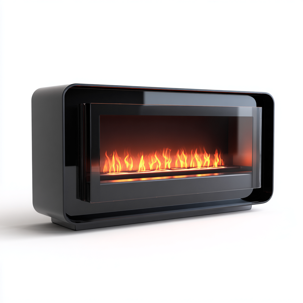 Kamin Elektrokamin Metall und Glas 120x35x60 cm Schwarz Modernes Design-Denuploft