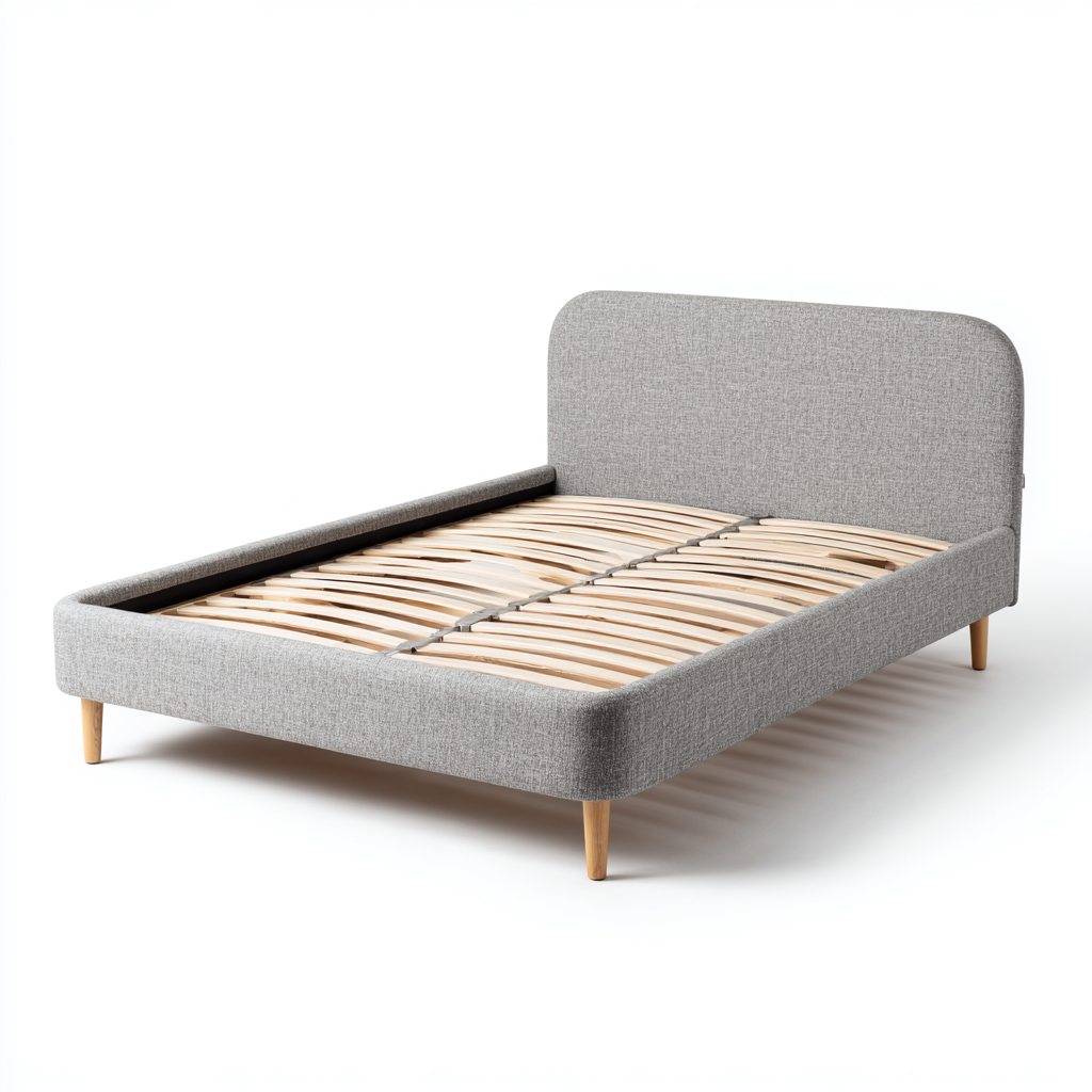 Doppelbett Stoffgestell 200x180x95 cm - Hellgrau - Minimalistisches Design-Denuploft