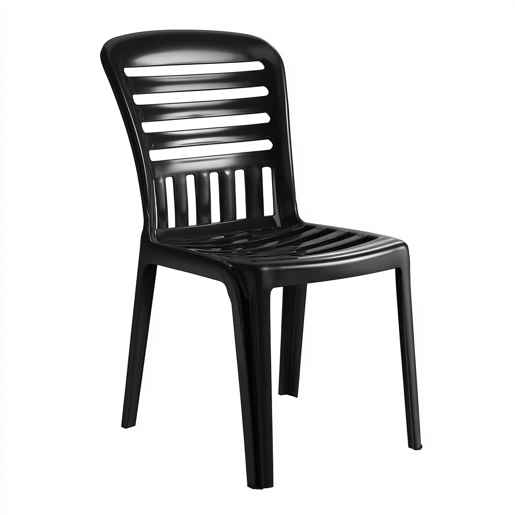 Gartenstuhl Kunststoff 58x54x88 cm - Schwarz - Mit Lamellenrücken und ergonomischer Sitzfläche-Denuploft