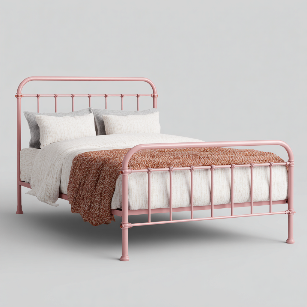 Doppelbett Metallrahmen 200x180x110 cm - Rosa - Vintage Design-Denuploft
