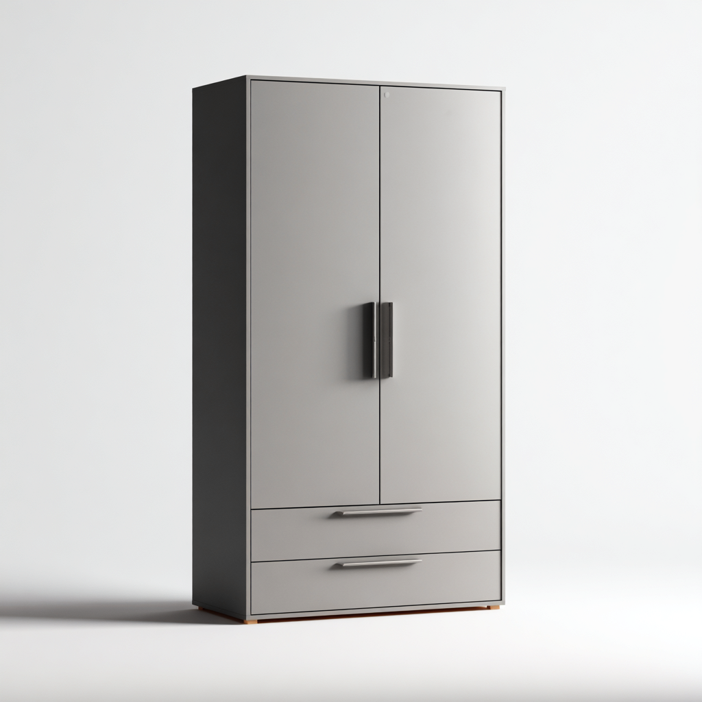 Kleiderschrank aus Holz - 100x56x190 cm - hellgrau - minimalistischer Stil-Denuploft