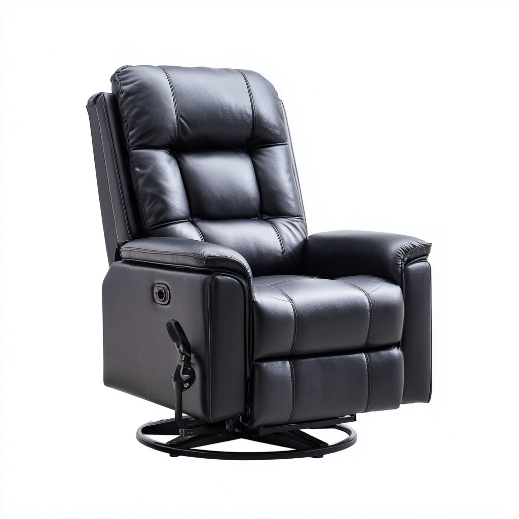 Liegesessel aus Kunstleder - 95x100x106 cm - schwarz - verstellbar und ergonomisch gepolstert-Denuploft