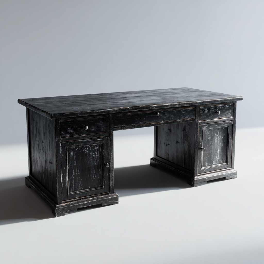 Schreibtisch - Holz - 150x60x75 cm - Schwarz - Büro-Denuploft