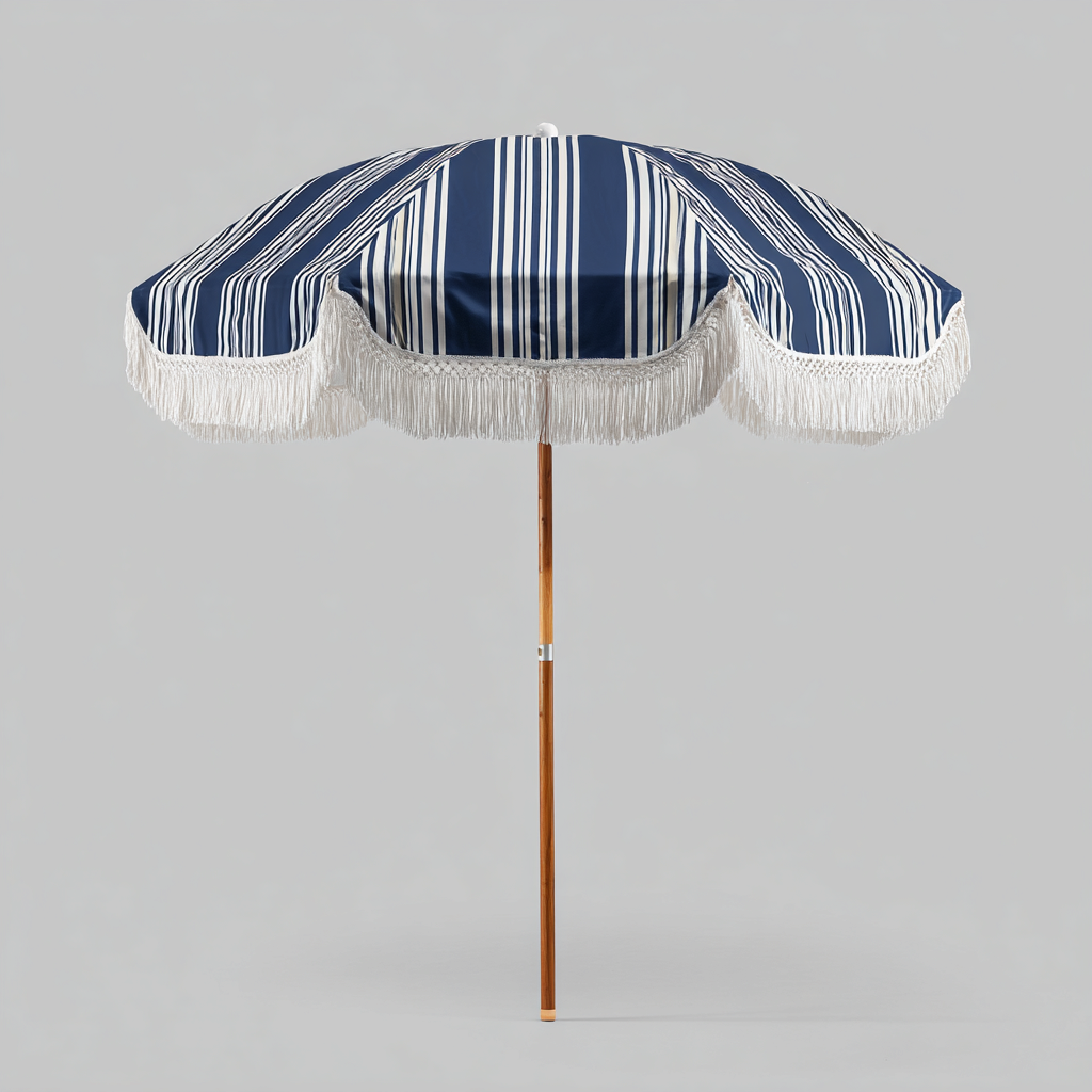 Gartenschirm - Polyester - 210x210x240 cm - blau-weiß - vintage-Denuploft