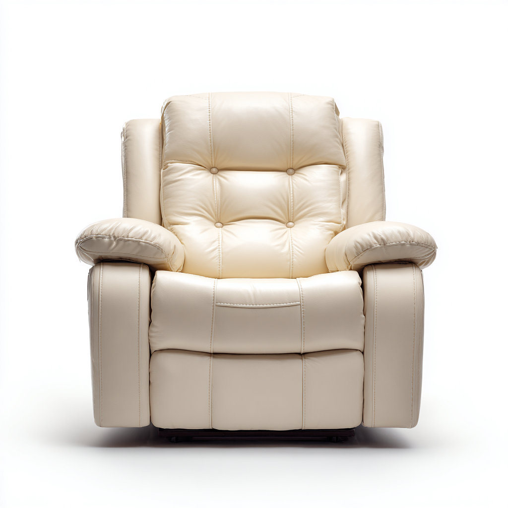 Liegesessel aus Echtleder - 101x97x106 cm - beige - Relaxsessel mit verstellbarer Rückenlehne und weicher Polsterung-Denuploft