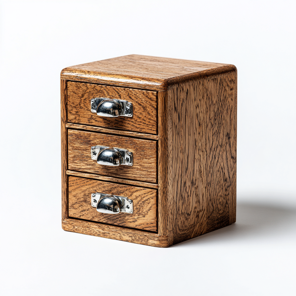 Aktenschrank - Massivholz - 28x22x35 cm - Braun - kompaktes Retro-Design-Denuploft