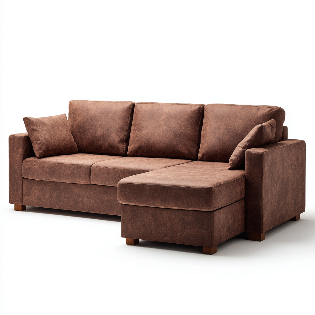 Ecksofa Mikrofaser 265x175x85 cm Braun Modernes Design-Denuploft
