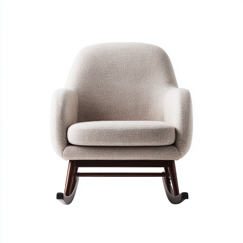 Schaukelstuhl aus Stoff und Holz - 94x80x90 cm - creme - minimalistischer Stil-Denuploft