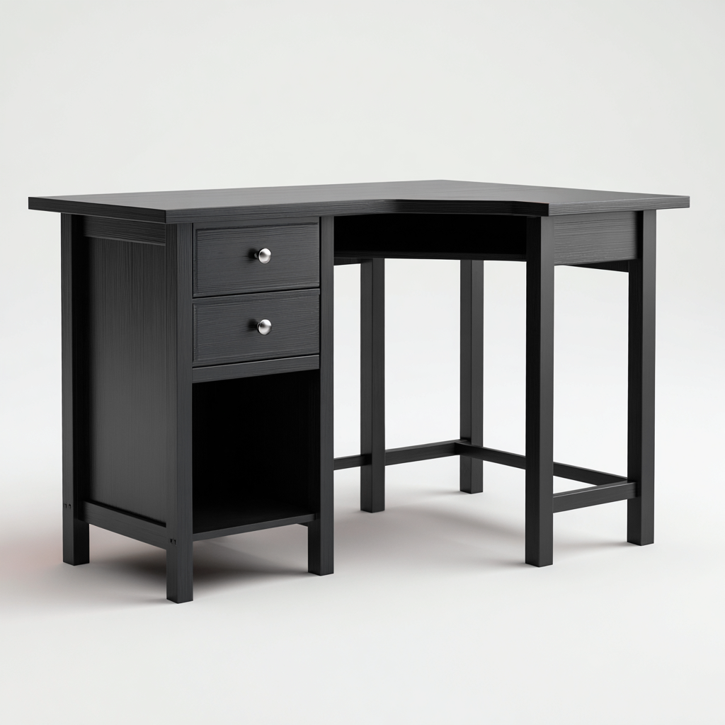 Schreibtisch Eckform Holz 120x120x75 cm - Schwarz - Mit Aufbewahrungsbereich im modernen Design-Denuploft