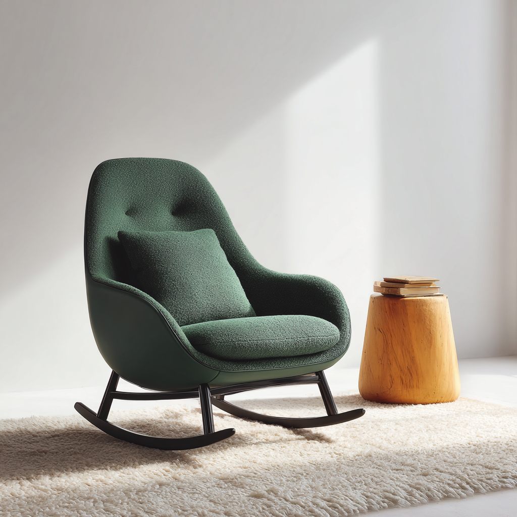 Schaukelstuhl aus Stoff und Metall - 92x80x90 cm - grün - minimalistischer Stil-Denuploft