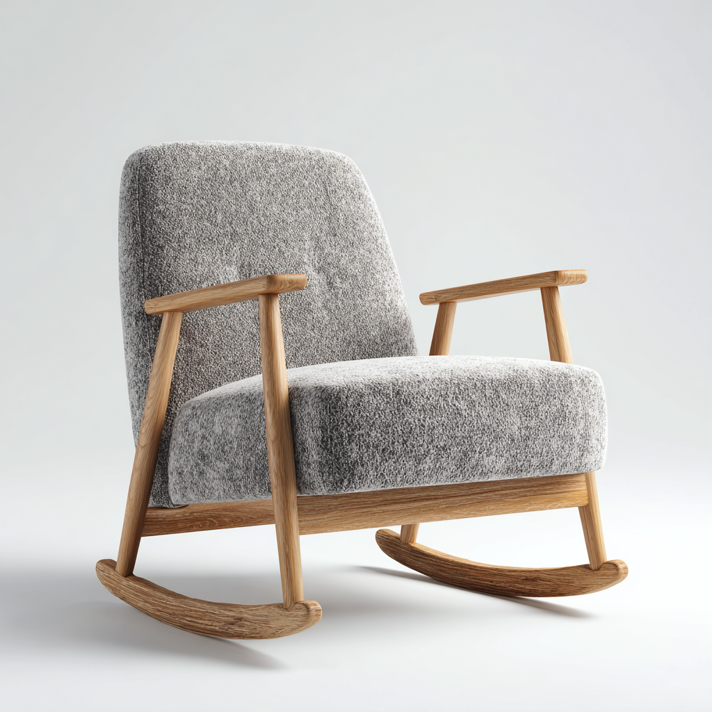 Schaukelstuhl aus Stoff und Holz - 90x78x86 cm - grau - skandinavischer Stil-Denuploft