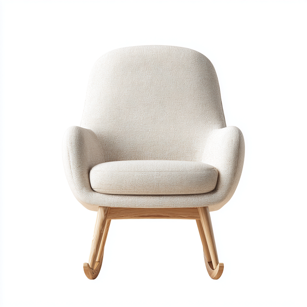 Schaukelstuhl aus Stoff und Holz - 93x79x88 cm - creme - skandinavischer Stil-Denuploft