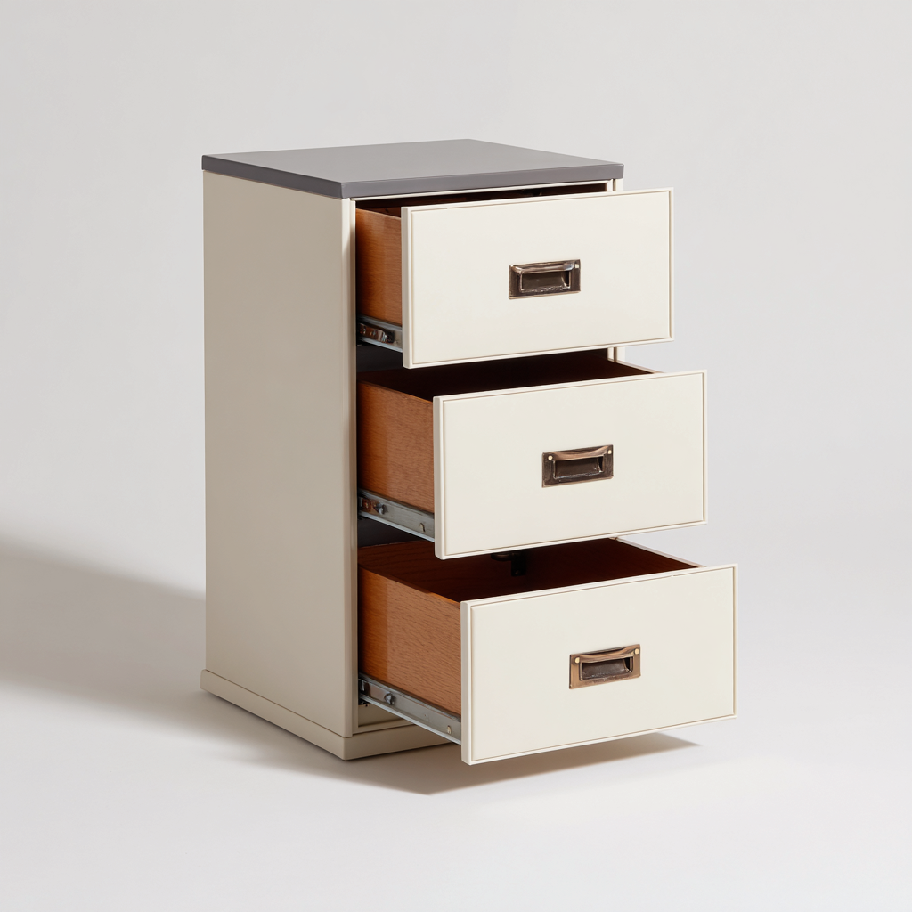 Aktenschrank Holz 41x49x76 cm - creme-grau - elegantes Aufbewahrungsdesign-Denuploft