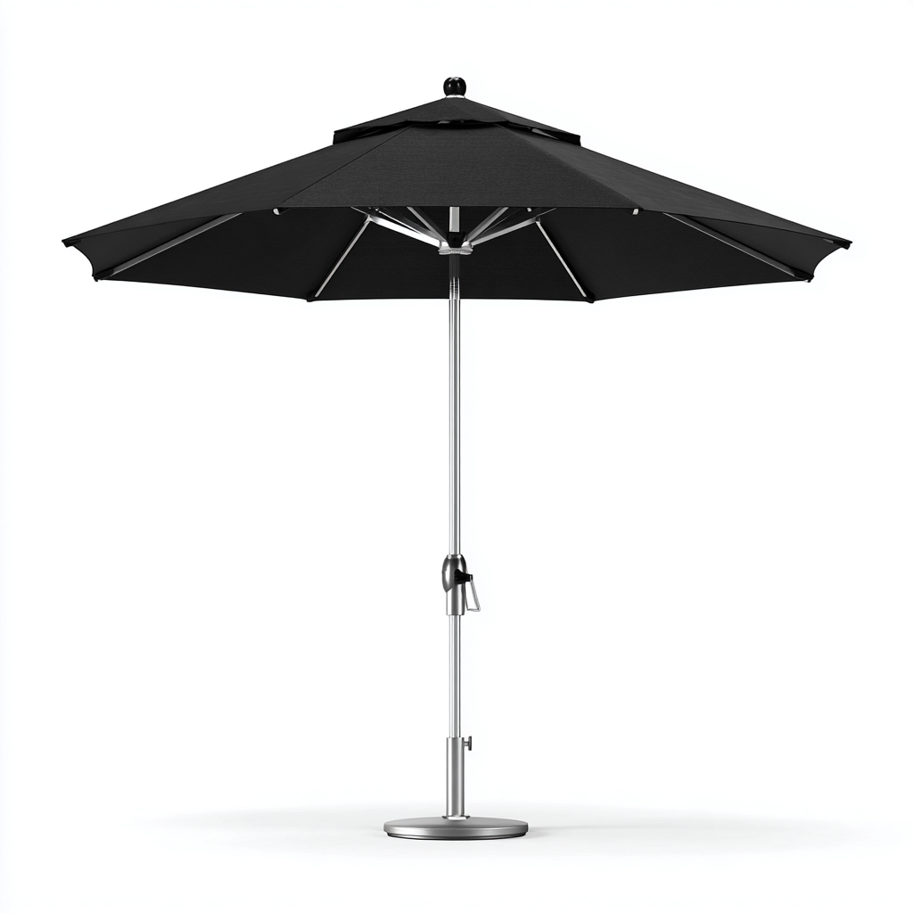 Gartenschirm Metalloptik 240x240x235 cm Schwarz mit Lüftungskappe - modernes Outdoor-Design-Denuploft