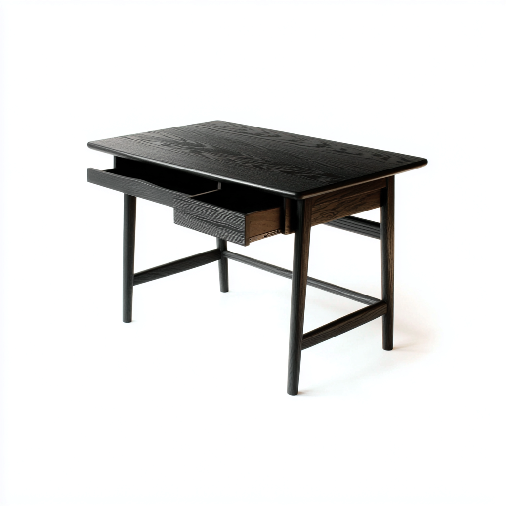 Schreibtisch - Massivholzrahmen und Holzplatte - 115x60x75 cm - Schwarz - skandinavisches Design-Denuploft