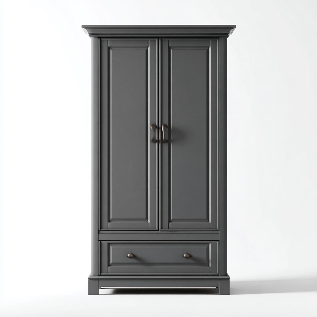 Kleiderschrank aus Holz - 98x54x188 cm - dunkelgrau - klassischer Stil-Denuploft