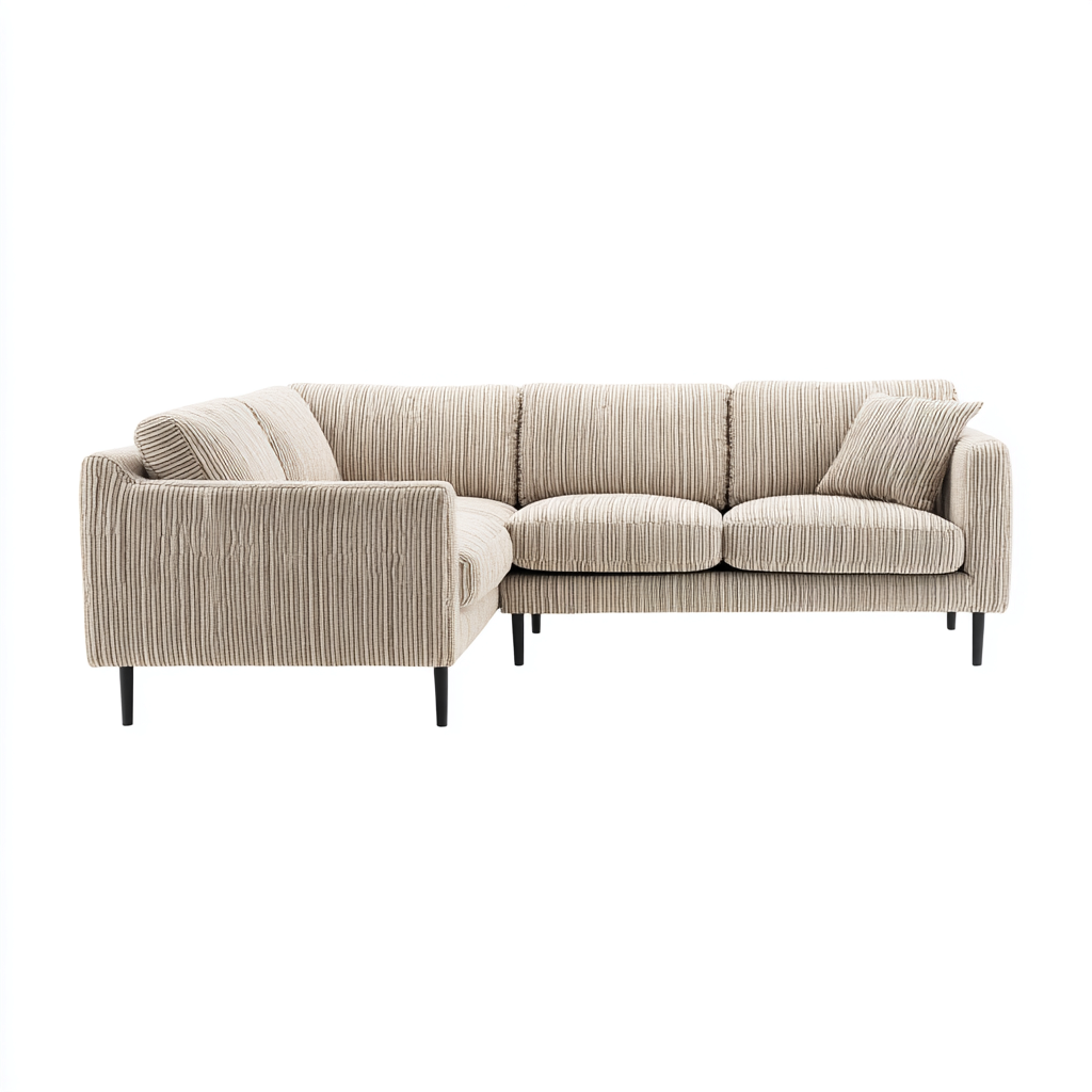 Ecksofa Stoff 270x170x85 cm Beige Gestreiftes Design-Denuploft