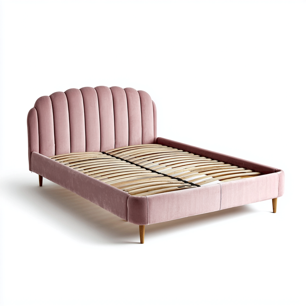 Doppelbett Samtrahmen 200x180x115 cm - Rosa - Modernes Design mit gewölbtem Kopfteil-Denuploft