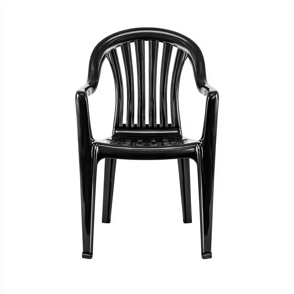 Gartenstuhl Kunststoff 60x58x88 cm - Schwarz - Mit Armlehnen und vertikaler Rückenstruktur-Denuploft