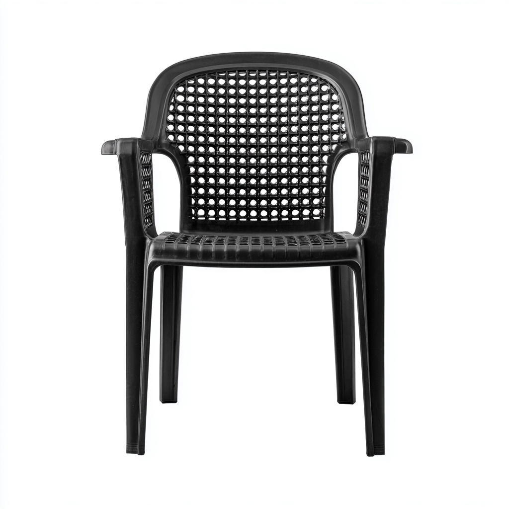 Gartenstuhl Kunststoff 61x58x89 cm - Schwarz - Mit Armlehnen und rattanähnlicher Lochstruktur-Denuploft