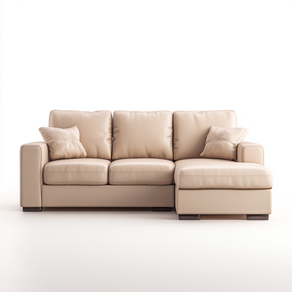 Ecksofa Leder 260x170x85 cm Beige Modernes Design-Denuploft