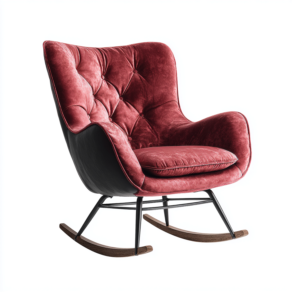 Schaukelstuhl aus Samt und Metall - 94x80x92 cm - rot - moderner Stil-Denuploft