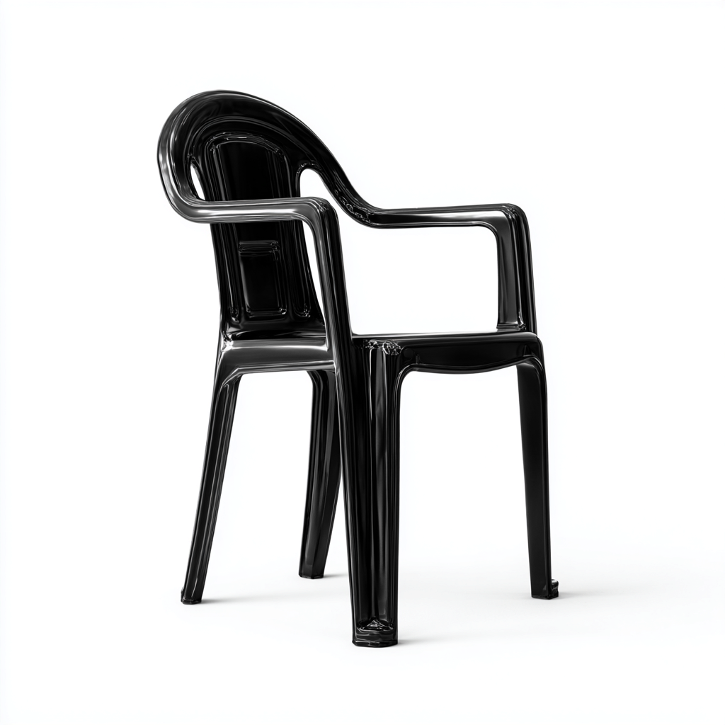 Gartenstuhl Kunststoff 63x60x90 cm - Schwarz - Mit Armlehnen und ergonomischem Rücken-Denuploft