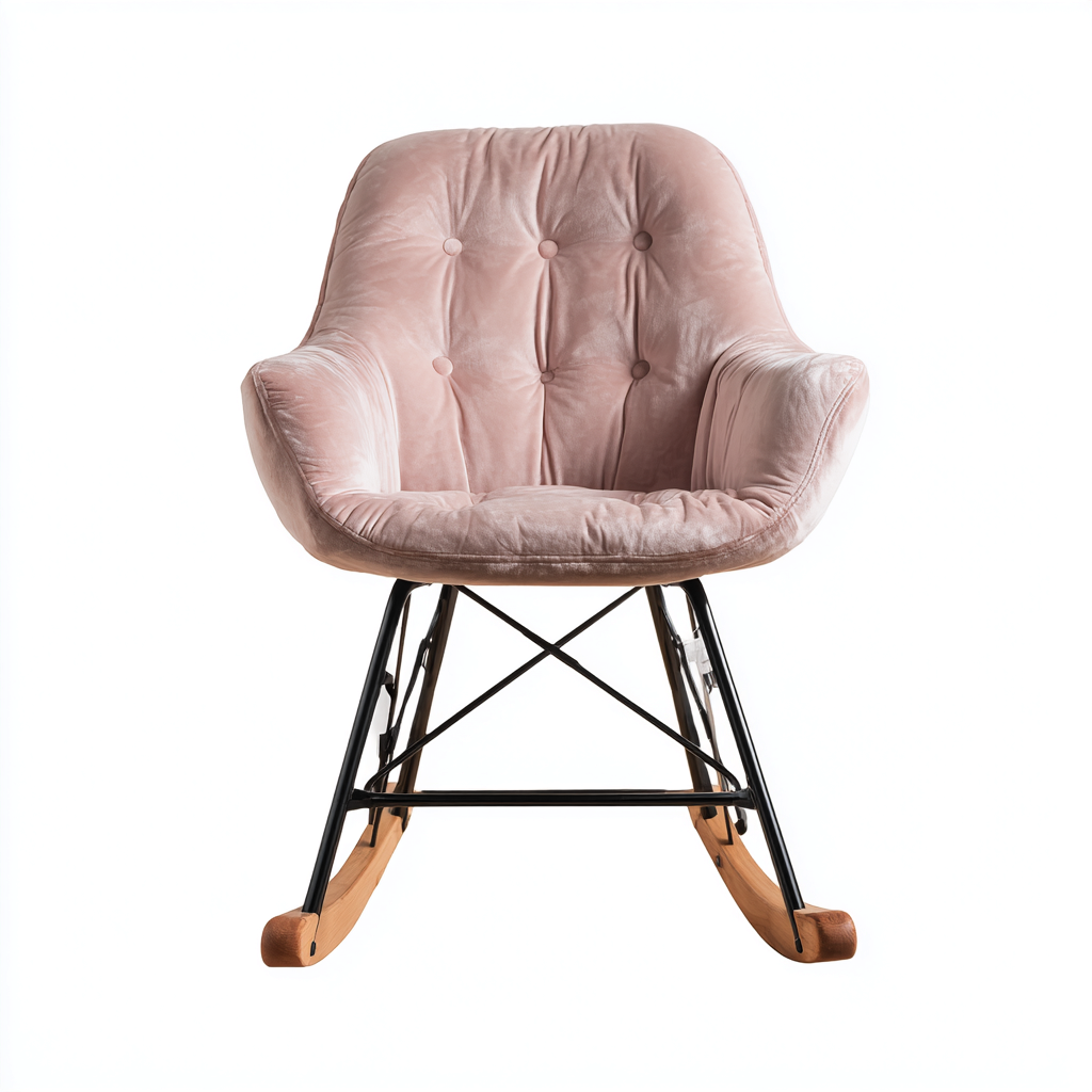 Schaukelstuhl aus Samt und Metall - 85x72x90 cm - rosa - moderner Stil-Denuploft