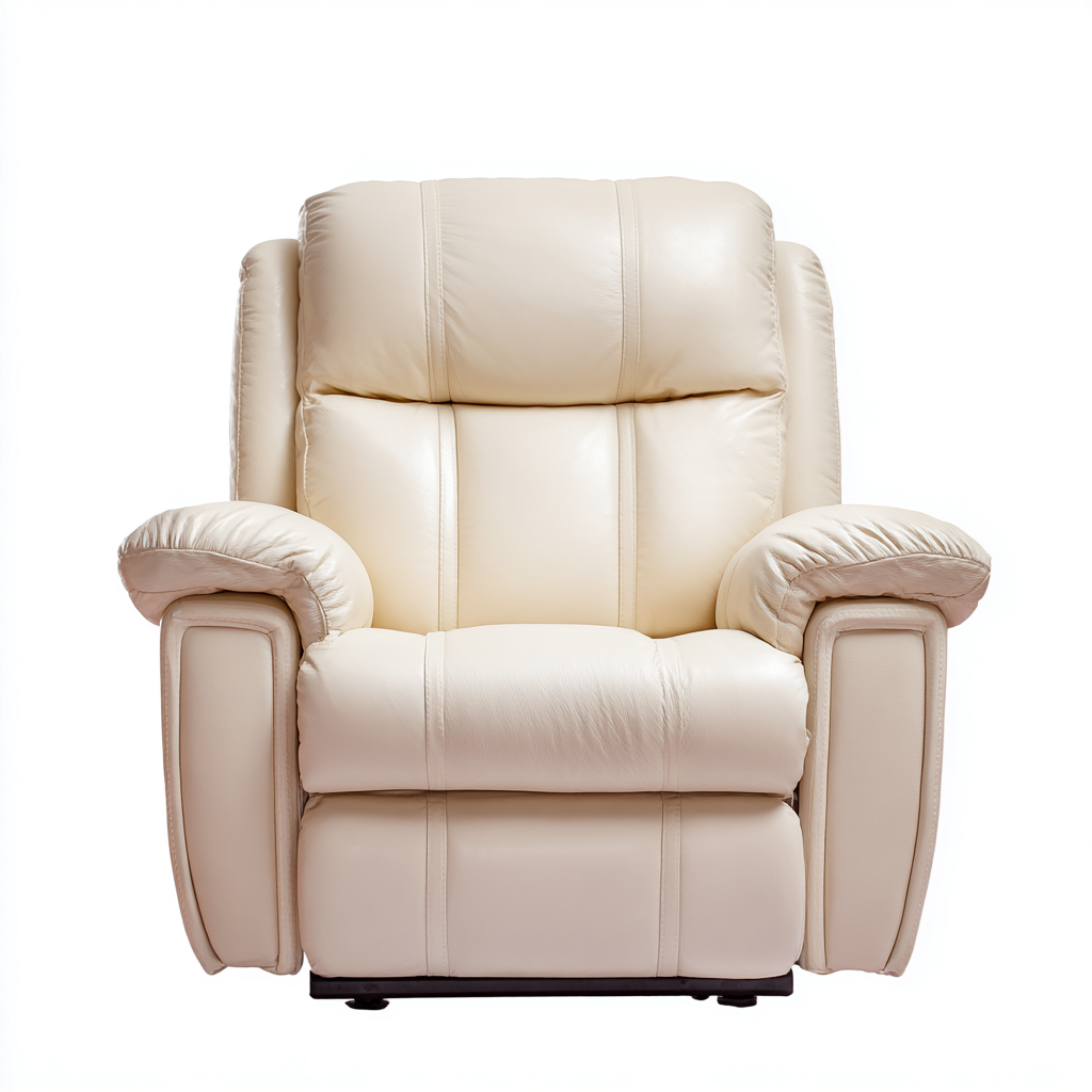 Liegesessel aus Echtleder - 102x98x105 cm - beige - Komfortsessel mit verstellbarer Rückenlehne und dicker Polsterung-Denuploft