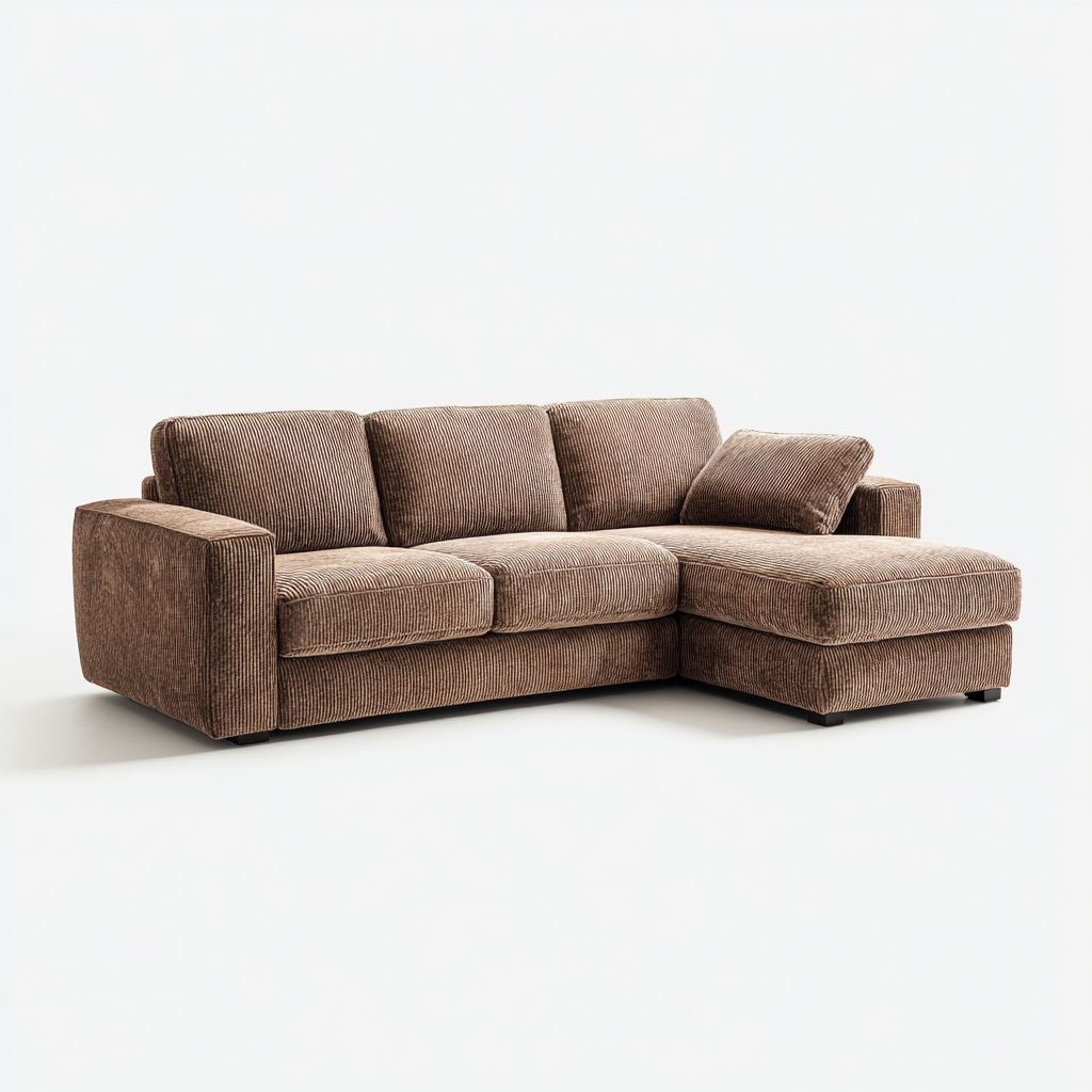 Ecksofa Cordstoff 275x175x85 cm Braun Zeitloses Design-Denuploft