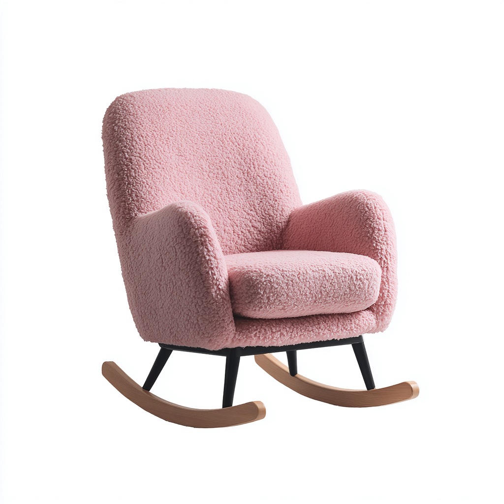 Schaukelstuhl aus Stoff und Holz - 86x77x92 cm - rosa - moderner Stil-Denuploft