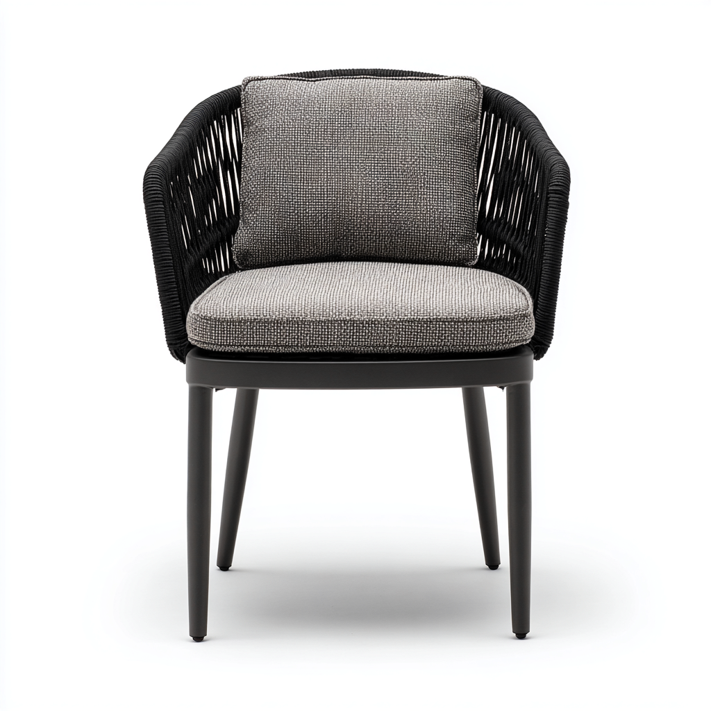 Gartenstuhl Seilgeflecht 60x58x80 cm - Schwarz-Grau - Modernes Design-Denuploft