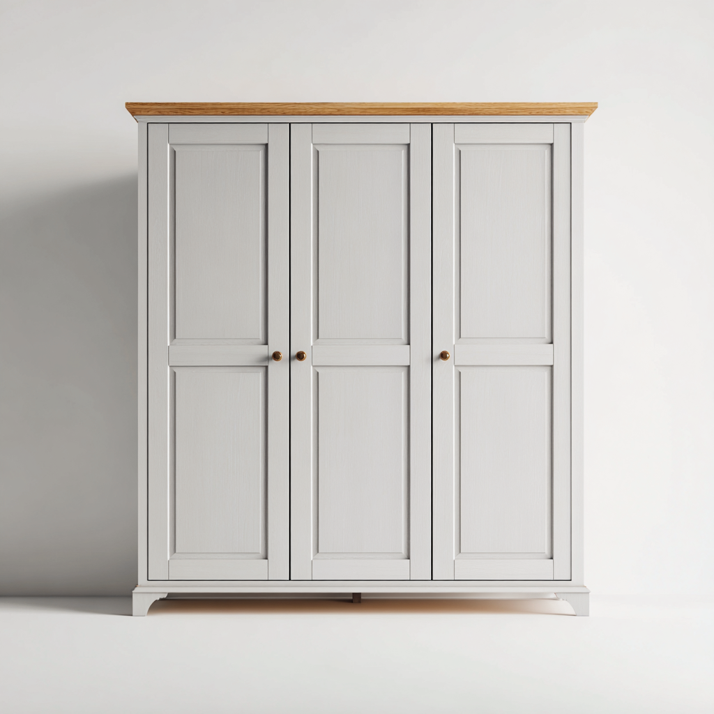 Kleiderschrank aus Holz - 150x60x195 cm - grau-holzfarben - klassischer Landhausstil-Denuploft