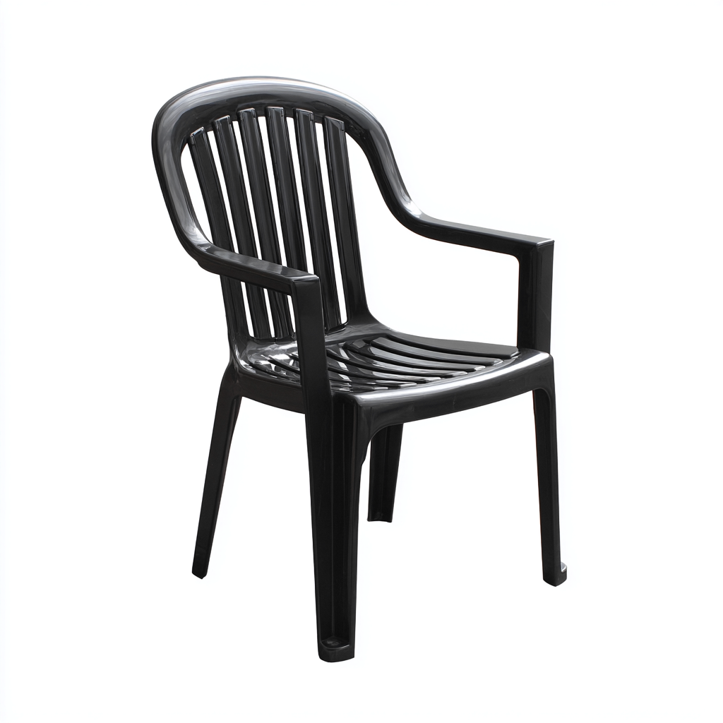 Gartenstuhl Kunststoff 59x56x88 cm - Schwarz - Mit Armlehnen und Lamellenrücken für bessere Belüftung-Denuploft